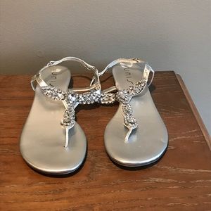 Unisa silver Liese rhinestone flat sandals
